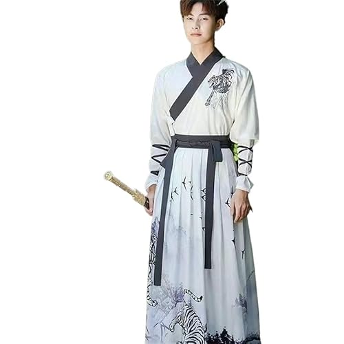 HIMKSRE Übergröße S-4XL Hanfu Chinesisches Schwertkämpferkostüm Traditionelles Hanfu-Outfit Antike Tang-Dynastie Cosplay Damen Herren Kampfsport Kostüm(L) von HIMKSRE