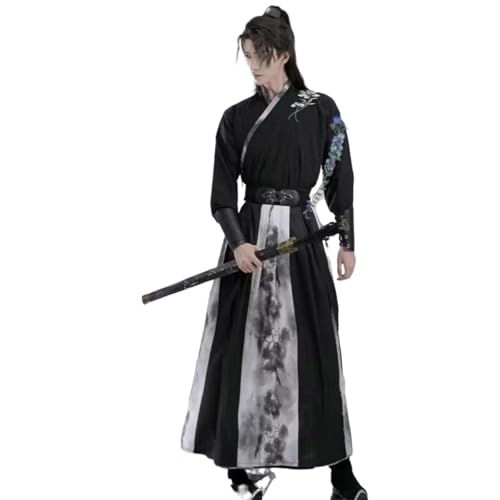 Plus Größe 3XL Hanfu Männer Altes Chinesisches Hanfu Set Männliches Cosplay Kostüm Sommerparty Hanfu Schwarzes Outfit for Männer Große Größe 2XL XL(M) von HIMKSRE