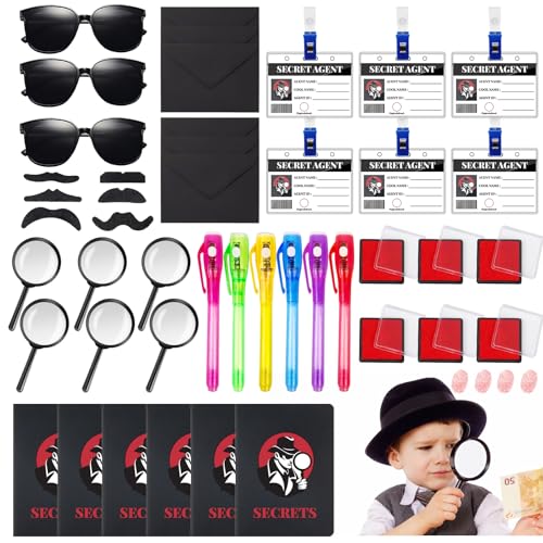 45 Stück Detektiv Set Kinder,Detektiv Kindergeburtstag Mitgebsel mit UV Stift,Lupen Spielzeug, Detektivausweis, Schnurrbart,Notizbuch,Fingerabdruck Stempelkissen,Sonnenbrille,Detektiv Rollenspiel 45 Stück Detektiv Set Kinder,Detektiv Kindergeburtstag Mitgebsel mit UV Stift,Lupen Spielzeug, Detektivausweis, Schnurrbart,Notizbuch,Fingerabdruck Stempelkissen,Sonnenbrille,Detektiv Rollenspiel von HIMOMO