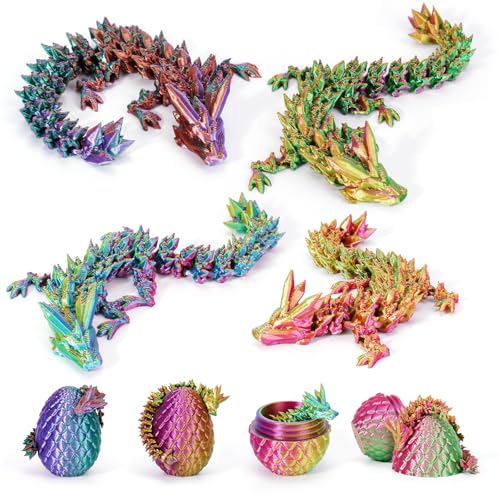 3D-gedrucktes Drachenei-Set mit beweglichen Drachen im Inneren, Osterkorbfüller, Mystery-Überraschung, Fidget-Spielzeug, Mini-Tiere, 4 Stück von HIMS