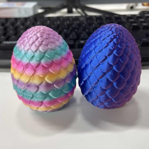 HIMS 2er Set 3D Gedruckte Dracheneier mit Drache im Inneren, Mini Drachenei Beweglicher Kristalldrache Fidget-Spielzeug, Überraschungs Easter Dracheneier Wohnkultur von HIMS