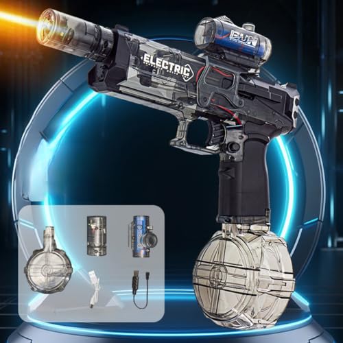 Wasserpistole Elektrisch Mit Blitzeffekten, Ultimate Battle Blaster Mit GroßEr Reichweite, Electric Water Gun, Motorisiert, Elektrische Wasserpistole FüR Erwachsene Und Kinder (Schwarz) von HIMS