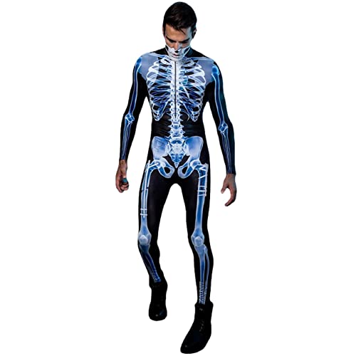 Halloween 3D Skelett Kostüm Overall für Damen Herren Digitaldruck Stretch Lange Ärmel Bodysuit Atmungsaktiv Bühnenaufführung Cosplay für Karneval Geburtstag Party Rollenspiel Kleidung Halloween 3D Skelett Kostüm Overall für Damen Herren Digitaldruck Stretch Lange Ärmel Bodysuit Atmungsaktiv Bühnenaufführung Cosplay für Karneval Geburtstag Party Rollenspiel Kleidung von HINAA