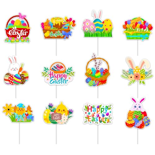 12/24 Stück Kuchendekoration Cupcake Top Dekoration Kuchen Picks für Geburtstag Hochzeit Frühling Festival Feier von HINAYOSAN