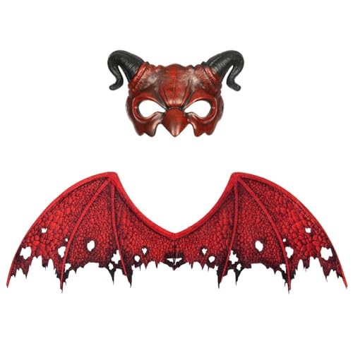 Devil Cosplay Zubehör Teufelsflügel Kostüm mit Gesicht für Männer Frauen Cosplay und Thema Event Fotografie Urlaub Feier Devil Cosplay Zubehör Teufelsflügel Kostüm mit Gesicht für Männer Frauen Cosplay und Thema Event Fotografie Urlaub Feier von HINAYOSAN