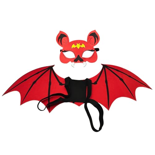 HINAYOSAN 2-teiliges Kinder-Kostüm-Set aus Filz, Fledermausflügel und Halloween-Kostüm, leicht, atmungsaktiv, Cosplay-Zubehör für Partys, Veranstaltungen, Vlies-Halloween-Zubehör von HINAYOSAN