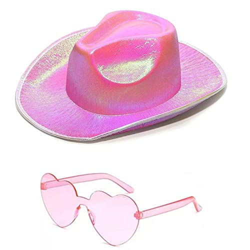 HINAYOSAN Cowgirl-Hut, Cowboyhut, Brille, Fedora-Hut für Musikfestivals, herzförmige Brille, Cowboyhut, All-Match HINAYOSAN Cowgirl-Hut, Cowboyhut, Brille, Fedora-Hut für Musikfestivals, herzförmige Brille, Cowboyhut, All-Match von HINAYOSAN