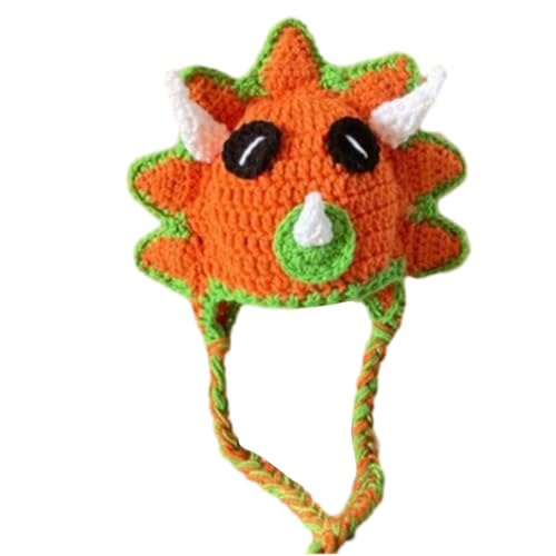 HINAYOSAN Einzigartige Häkelmütze Lustige Dinosaurier Häkelmütze Handgefertigt für Kinder Bild Requisiten Halloween Party von HINAYOSAN