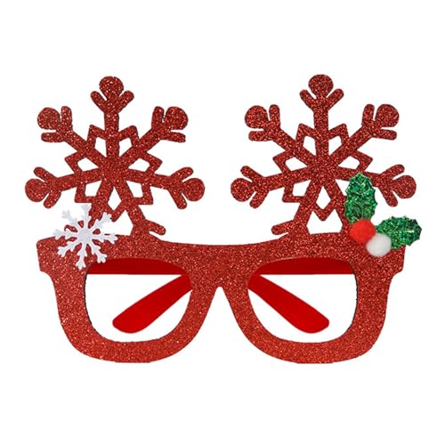 HINAYOSAN Glitzernde Schneeflocken-Brille für Weihnachtsfeiern, ergonomische Kopfbedeckung, leicht, festlich, Kostüm-Zubehör, Unisex, Schneeflocken-Glitzer-Brille von HINAYOSAN