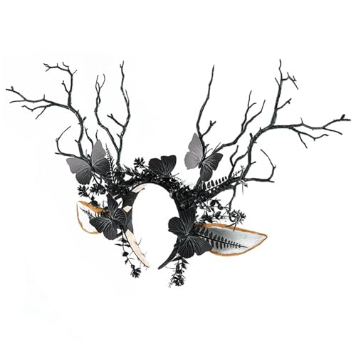 HINAYOSAN Halloween-Haarspange mit Schmetterling und schwarzem Hirsch-Ohr, bequemer Harz-Kopfschmuck für Erwachsene, Kostümpartys, Halloween-Zweig-Stirnbänder HINAYOSAN Halloween-Haarspange mit Schmetterling und schwarzem Hirsch-Ohr, bequemer Harz-Kopfschmuck für Erwachsene, Kostümpartys, Halloween-Zweig-Stirnbänder von HINAYOSAN