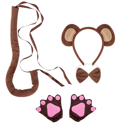 HINAYOSAN Halloween-Kostüm-Set mit Affenohren, Stirnband, Affenschwanz, Fliege, Handschuh und Rock für Kinder, Jungen, Mädchen HINAYOSAN Halloween-Kostüm-Set mit Affenohren, Stirnband, Affenschwanz, Fliege, Handschuh und Rock für Kinder, Jungen, Mädchen von HINAYOSAN