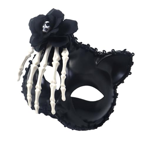 HINAYOSAN Halloween-Party, Maskerade, Füchse, halbes Gesicht, Abendbälle, Rosenskelette für Frauen, Maskerade, halbes Gesicht, Füchse, Halloween, Rosenskelette von HINAYOSAN