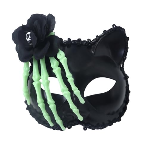 HINAYOSAN Halloween-Party, Maskerade, Füchse, halbes Gesicht, Abendbälle, Rosenskelette für Frauen, Maskerade, halbes Gesicht, Füchse, Halloween, Rosenskelette von HINAYOSAN