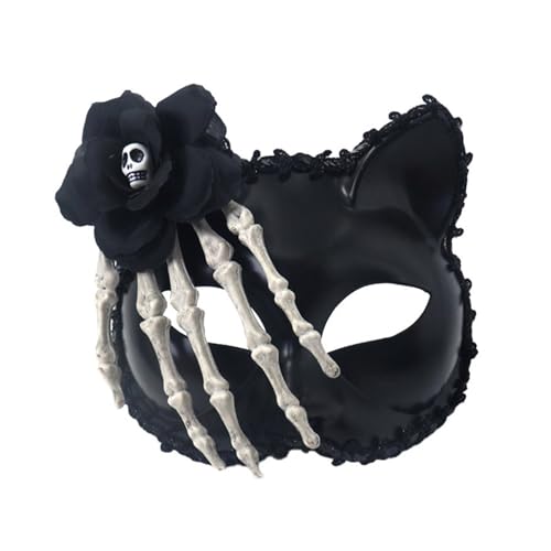 HINAYOSAN Halloween-Party, Maskerade, Füchse, halbes Gesicht, Abendbälle, Rosenskelette für Frauen, Maskerade, halbes Gesicht, Füchse, Halloween, Rosenskelette von HINAYOSAN