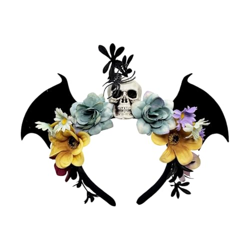 HINAYOSAN Halloween-Party-Kopf-Accessoire, schwarz, Fledermaus-Schädel, Blumendesign, verstellbar, für Kostüme, Erwachsene, Kinder, Event-Kostüm, Kopfbedeckung für Partys HINAYOSAN Halloween-Party-Kopf-Accessoire, schwarz, Fledermaus-Schädel, Blumendesign, verstellbar, für Kostüme, Erwachsene, Kinder, Event-Kostüm, Kopfbedeckung für Partys von HINAYOSAN