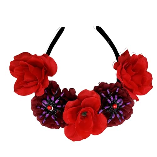 HINAYOSAN Halloween-Spinnen Stirnbänder Mädchen Kopfbedeckung Spinnen Blume Maskeraden Halloween Braut Schädel Party Haarschmuck von HINAYOSAN