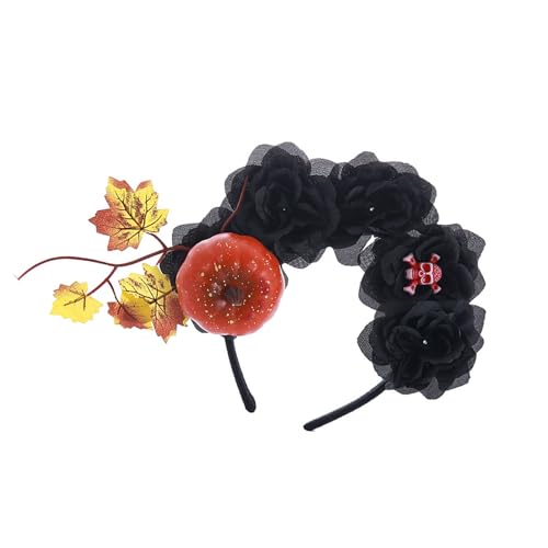 HINAYOSAN Halloween Stirnband Kürbis Schädel Kopfschmuck Cosplay Stirnband Halloween Party Kopfstück Haarreifen Haarschmuck Geschenke Zubehör von HINAYOSAN