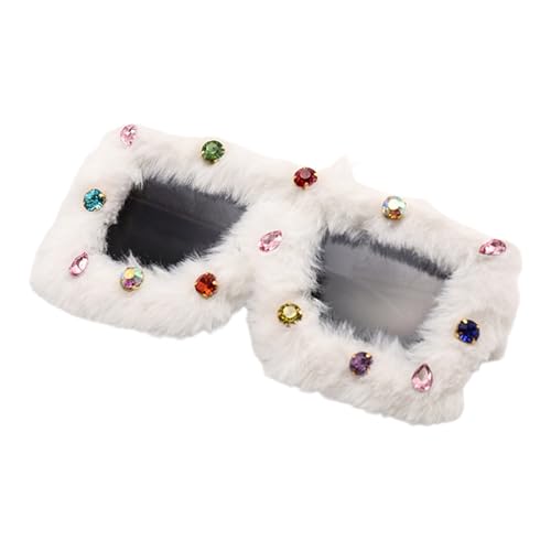 HINAYOSAN Kreative große pelzige Rahmen, übergroße Sonnenbrille, trendige Vintage-Requisiten, polarisierte Gläser, Augenschutz für Geburtstagsparty, Kristall-Sonnenbrille HINAYOSAN Kreative große pelzige Rahmen, übergroße Sonnenbrille, trendige Vintage-Requisiten, polarisierte Gläser, Augenschutz für Geburtstagsparty, Kristall-Sonnenbrille von HINAYOSAN