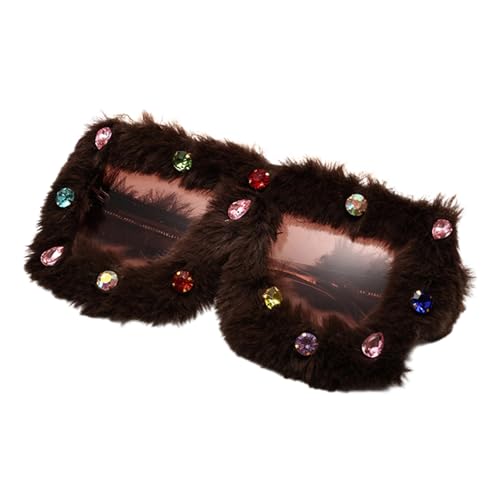 HINAYOSAN Kreative große pelzige Rahmen, übergroße Sonnenbrille, trendige Vintage-Requisiten, polarisierte Gläser, Augenschutz für Geburtstagsparty, Kristall-Sonnenbrille HINAYOSAN Kreative große pelzige Rahmen, übergroße Sonnenbrille, trendige Vintage-Requisiten, polarisierte Gläser, Augenschutz für Geburtstagsparty, Kristall-Sonnenbrille von HINAYOSAN