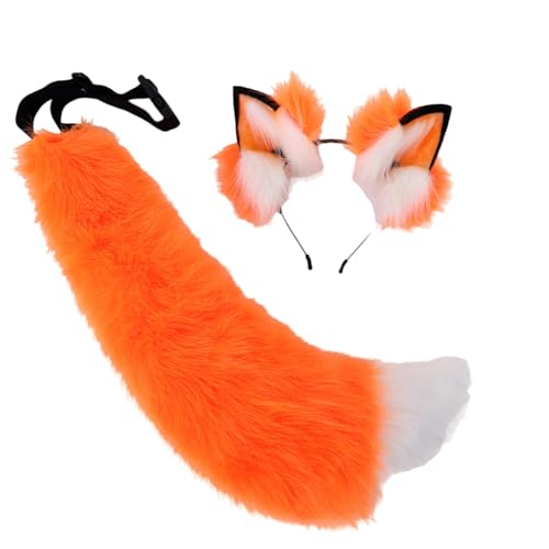 HINAYOSAN Ohr-Kopfschmuck, Ohr-Kopfschmuck, Tier-Halloween-Party-Kostüm, Halskette, Cosplay-Set, geeignet für Frauen HINAYOSAN Ohr-Kopfschmuck, Ohr-Kopfschmuck, Tier-Halloween-Party-Kostüm, Halskette, Cosplay-Set, geeignet für Frauen von HINAYOSAN