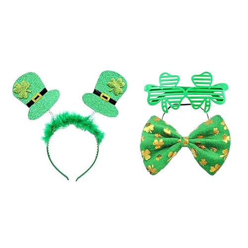 HINAYOSAN Patrick's Day Kostüm-Zubehör-Set, grüner Koboldhut, Stirnband, Brille für Patricks, Urlaub, Party, Dekorationen, 3-teilig HINAYOSAN Patrick's Day Kostüm-Zubehör-Set, grüner Koboldhut, Stirnband, Brille für Patricks, Urlaub, Party, Dekorationen, 3-teilig von HINAYOSAN