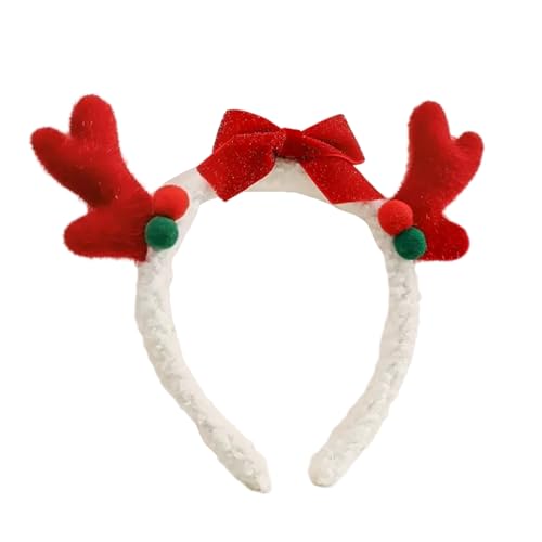 HINAYOSAN Rentiergeweih-Form Haarreifen Fotoshootings Haarhalter Weihnachten Cosplay Party Kostüm Kopfbedeckung für Kinder Frauen Stirnband Cosplay Stirnbänder für Frauen Hirsch mit Schleife von HINAYOSAN