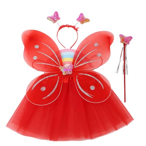 HINAYOSAN Schmetterlingsflügel mit Stirnband, Feenstock, Rock, Halloween-Kostüm, Flügel, Feenflügel, Prinzessinnenflügel für Mädchen HINAYOSAN Schmetterlingsflügel mit Stirnband, Feenstock, Rock, Halloween-Kostüm, Flügel, Feenflügel, Prinzessinnenflügel für Mädchen von HINAYOSAN