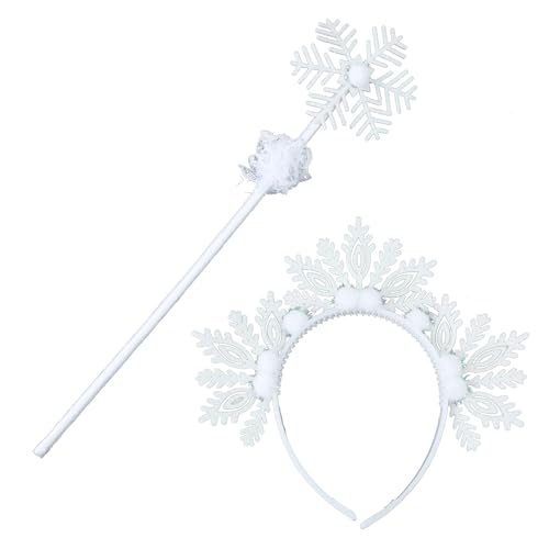 HINAYOSAN Schneeflocken-Kopfschmuck und Zauberstab-Set für verschiedene Party-Mädchen, Prinzessinnen-Stirnband und Stab, Cosplay-Kostüm, Haarreifen-Set, weiß, Einheitsgröße HINAYOSAN Schneeflocken-Kopfschmuck und Zauberstab-Set für verschiedene Party-Mädchen, Prinzessinnen-Stirnband und Stab, Cosplay-Kostüm, Haarreifen-Set, weiß, Einheitsgröße von HINAYOSAN