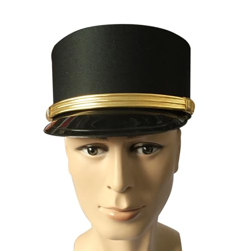 HINAYOSAN Sicherheitshut für Karneval, Fußmann, Hotel, Kellner, Weihnachten, Cosplay, Solider Auftritte, Hüte für Männer, schwarzer Hut HINAYOSAN Sicherheitshut für Karneval, Fußmann, Hotel, Kellner, Weihnachten, Cosplay, Solider Auftritte, Hüte für Männer, schwarzer Hut von HINAYOSAN