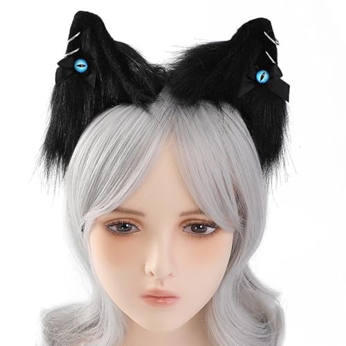 Halloween-Ohr-Stirnbänder, Karneval, Party, Plüsch-Kopfschmuck, Film-Enthusiasten, Party, Cosplay, Animes, Haarband, Unisex, Haarschmuck, Katzen, Füchse, Ohren, Haarband, Animes, Halloween-Haarreif von HINAYOSAN
