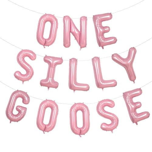 Geburtstagsbanner mit rosa Gänseballons für Mädchen, interessante Geburtstagsdekorationen mit einer Gans, voller Partyzubehör mit mädchenhaftem Herz und rosa Ballondekor,Dumme Gans Geburtstag von HINGTAI