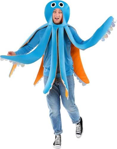 HINIUPI AdultFunny 3D-Druck Essen Wurst Hot Dog Kostüme Halloween Herren Damen Familie Einteiler Kostüm (Kostüm - Octopus) von HINIUPI