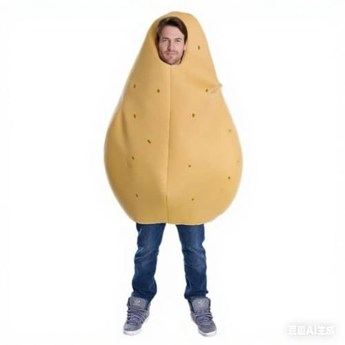 HINIUPI AdultFunny 3D-Druck Essen Wurst Hot Dog Kostüme Halloween Männer Frauen Familie Einteiliges Kostüm (Kartoffeln) von HINIUPI