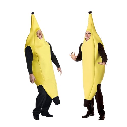 HINIUPI Unisex Adult Hot Dog Fancy Jumpsuit Hot Dog Kostüm für Erwachsene Deluxe Hot Dog Kostüm für Damen Unisex Essen Kostüm für Erwachsene Banane von HINIUPI