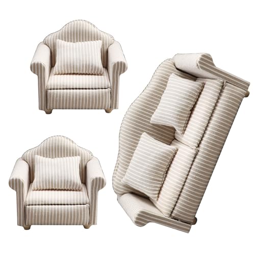 1:12 Skala Miniatursofa Set Für Puppenhäuser Detaillierte Handwerksmängel Fügt Den Miniatur Wohnraum Hinzu von HIOPOIUYT