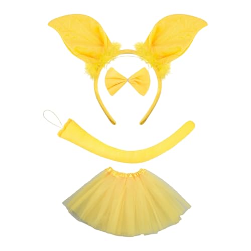 HIOPOIUYT 1/3/4 Stück Schweine-Kostüm für Kinder, Schweineohren, Stirnband, Schwanz, Schleifen, Schwanz, Handschuhe, Tutus, Rock, Halloween, Tier, Cosplay-Zubehör von HIOPOIUYT