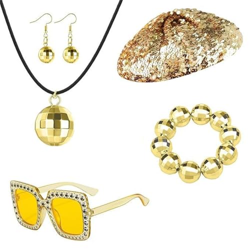 HIOPOIUYT 1950er 1960er 1970er 80er Jahre Damen Discos Kostüm Set Lady Discos Zubehör Ohrringe Sonnenbrille Pailletten Caps Neacklace Perücken HIOPOIUYT 1950er 1960er 1970er 80er Jahre Damen Discos Kostüm Set Lady Discos Zubehör Ohrringe Sonnenbrille Pailletten Caps Neacklace Perücken von HIOPOIUYT