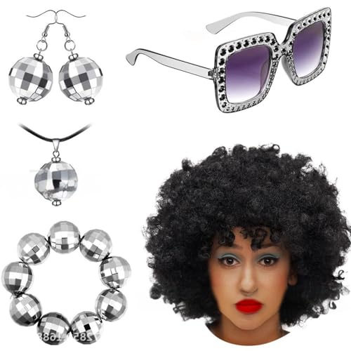 HIOPOIUYT 1950er 1960er 1970er 80er Jahre Damen Discos Kostüm Set Lady Discos Zubehör Ohrringe Sonnenbrille Pailletten Caps Neacklace Perücken HIOPOIUYT 1950er 1960er 1970er 80er Jahre Damen Discos Kostüm Set Lady Discos Zubehör Ohrringe Sonnenbrille Pailletten Caps Neacklace Perücken von HIOPOIUYT