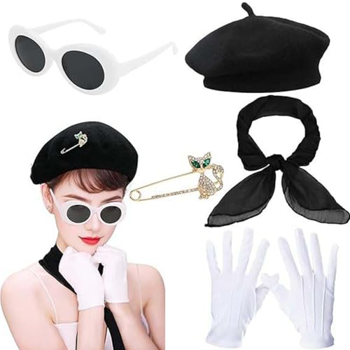 HIOPOIUYT 1980er Jahre Rollenspiel Kostümzubehör Einschließlich Hat Heart Ohrringgläser Schal Und Handschuhen Für Frauen Halloween Cosplay HIOPOIUYT 1980er Jahre Rollenspiel Kostümzubehör Einschließlich Hat Heart Ohrringgläser Schal Und Handschuhen Für Frauen Halloween Cosplay von HIOPOIUYT