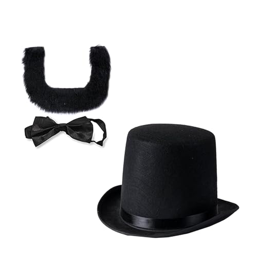 HIOPOIUYT Abrahams Lincolns Kostümhut Mit Bart Krawatte Halloween Presidents Day Outfits Lincolns Geburtstag Patriotisches Kostüm von HIOPOIUYT