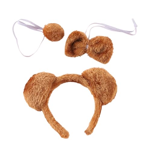 HIOPOIUYT Bärenohr-Stirnband, Bärenschwanz und Fliege, Set, Halloween-Bär-Kostüm, Zubehör für Kinder, Erwachsene, Halloween, Weihnachten, Cosplay, Erwachsene, Partykleidung HIOPOIUYT Bärenohr-Stirnband, Bärenschwanz und Fliege, Set, Halloween-Bär-Kostüm, Zubehör für Kinder, Erwachsene, Halloween, Weihnachten, Cosplay, Erwachsene, Partykleidung von HIOPOIUYT