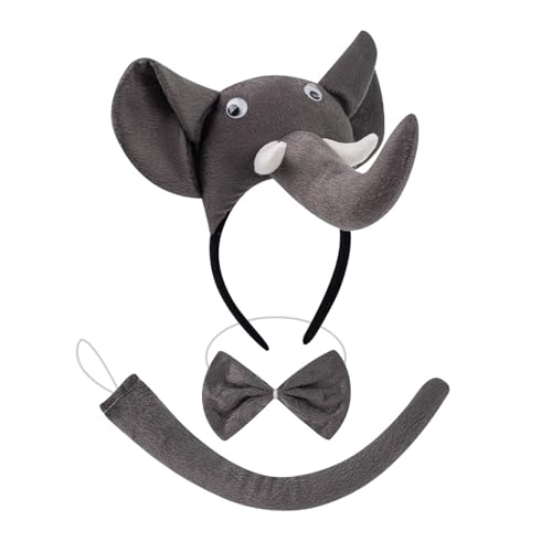 HIOPOIUYT Elefanten-Kostüm-Set, Elefantenohren und Schwanz, Schleife, Handschuh, Tutus, Tier-Kostüm, Zubehör für Halloween, Cosplay HIOPOIUYT Elefanten-Kostüm-Set, Elefantenohren und Schwanz, Schleife, Handschuh, Tutus, Tier-Kostüm, Zubehör für Halloween, Cosplay von HIOPOIUYT