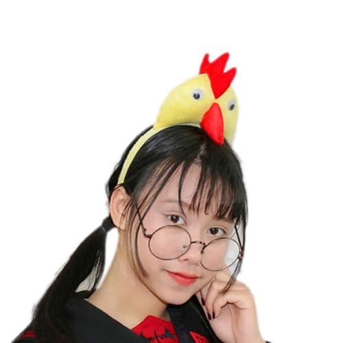 HIOPOIUYT Entzückender Huhn-Kopfschmuck, Abschlussbälle, Geburtstag, Haarband, Kopfbedeckung, Cartoon-Huhn, niedlicher Hahn-Haar-Kopfschmuck, Hahn-Stirnband, Dreidimensionales Ye von HIOPOIUYT