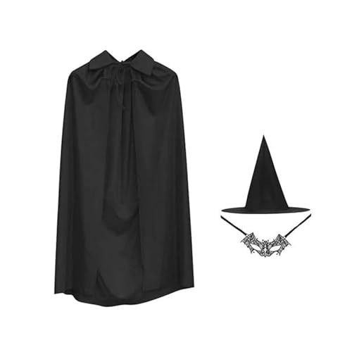 HIOPOIUYT Frauenkostüm Hexenhut Hexenumhang Spitzenauge für Halloween Maskerade Cosplay Erwachsene Halloween Kostüm Zubehör von HIOPOIUYT