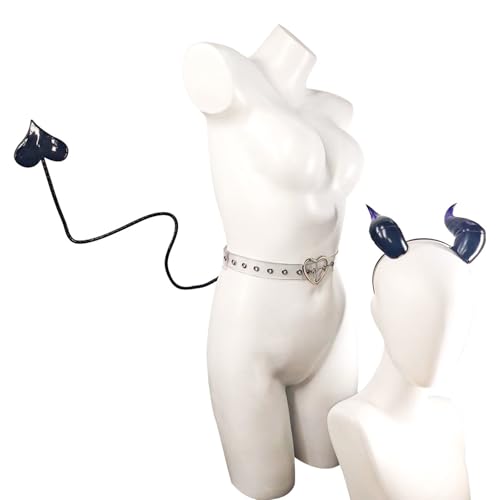 HIOPOIUYT Halloween Teufel Kostüm Set Devil Horns Stirnband Mit Devil Tail Halloween Cosplay Party Accessoires Erwachsene Frauen Männer Männer von HIOPOIUYT