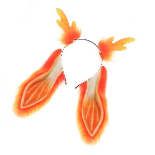 HIOPOIUYT Kunstpelze Tierschwanz Hasen Ohren Stirnband Rentiergeweih Stirnband Hirschgeweih Haarband Halloween Cosplay Kostüme von HIOPOIUYT