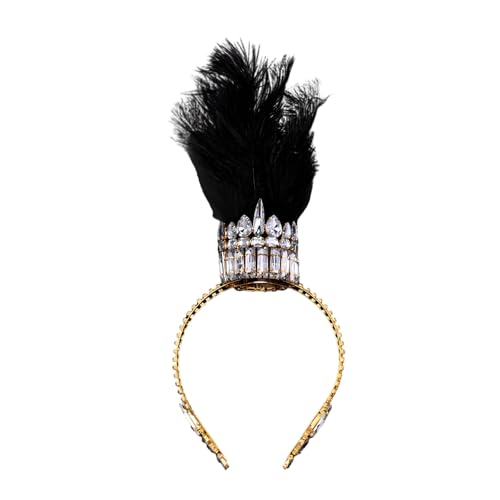 HIOPOIUYT Luxuriöses gefiedertes Kronen-Stirnband mit Strasssteinen für Karneval, Partys und besondere Anlässe, Damen-Kostüm-Requisiten HIOPOIUYT Luxuriöses gefiedertes Kronen-Stirnband mit Strasssteinen für Karneval, Partys und besondere Anlässe, Damen-Kostüm-Requisiten von HIOPOIUYT