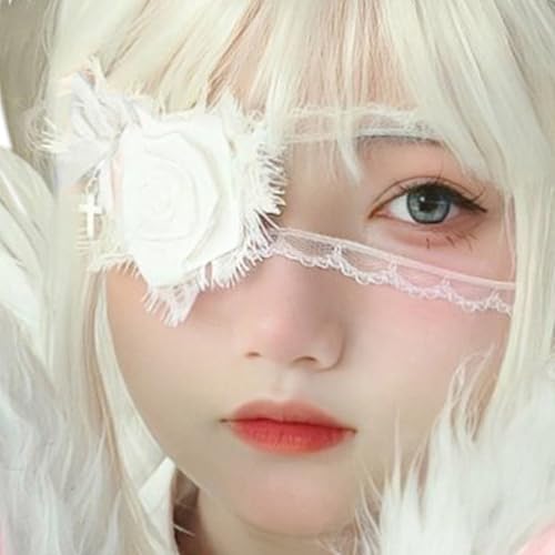 HIOPOIUYT Maskeraden Augenflecken Vintage Lace Eye Maske Rose Blumen Augendecke Für Frauen Halloween Maskeraden Cosplay Augenmaske von HIOPOIUYT