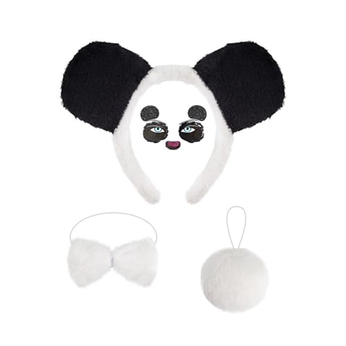 HIOPOIUYT Ohren-Haarreif, Schwanz, Schleifen, Gesichts-Aufkleber für Kinder, Tier-Panda-Kostüm, Zubehör, Halloween-Kostüm, Cosplay, Party-Requisiten HIOPOIUYT Ohren-Haarreif, Schwanz, Schleifen, Gesichts-Aufkleber für Kinder, Tier-Panda-Kostüm, Zubehör, Halloween-Kostüm, Cosplay, Party-Requisiten von HIOPOIUYT