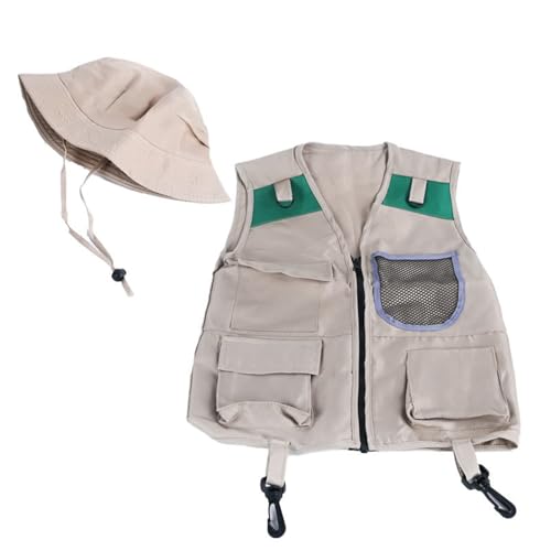 HIOPOIUYT Outdoor-Entdecker-Kits für Kinder, Verkleidungen und Spielkostüme, waschbar, Safaris-Weste, Safaris-Hut für Jungen und Mädchen HIOPOIUYT Outdoor-Entdecker-Kits für Kinder, Verkleidungen und Spielkostüme, waschbar, Safaris-Weste, Safaris-Hut für Jungen und Mädchen von HIOPOIUYT